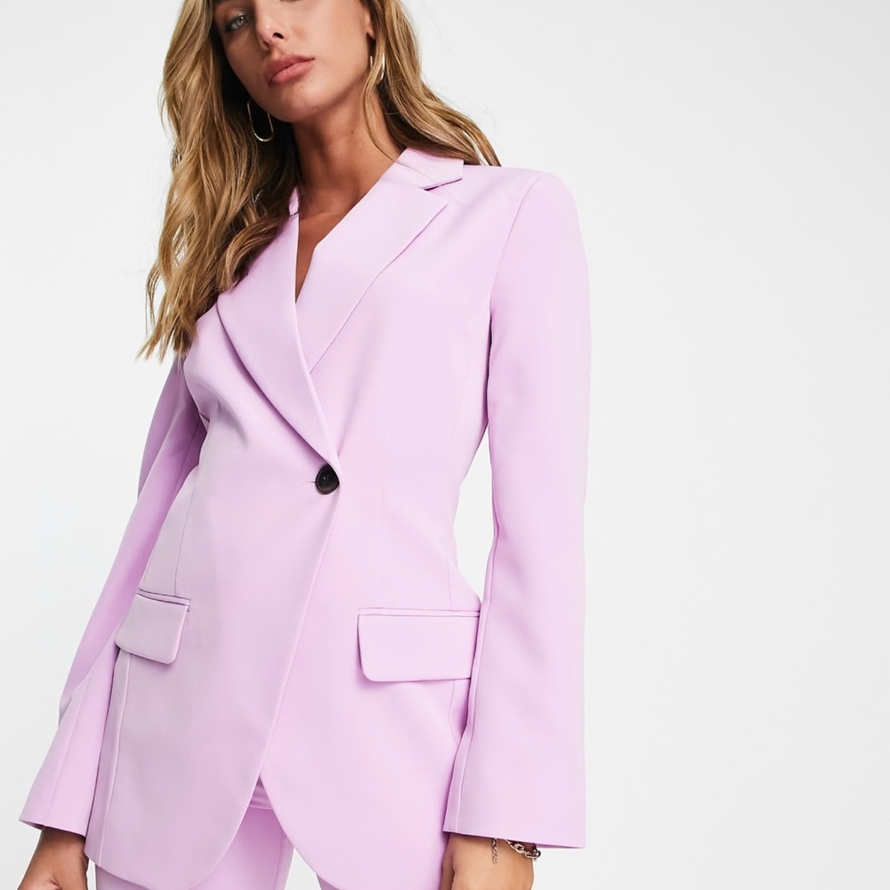 NEW Nordstrom ASOS Lavender Long Oversized Double Breasted Single Button Blazer
